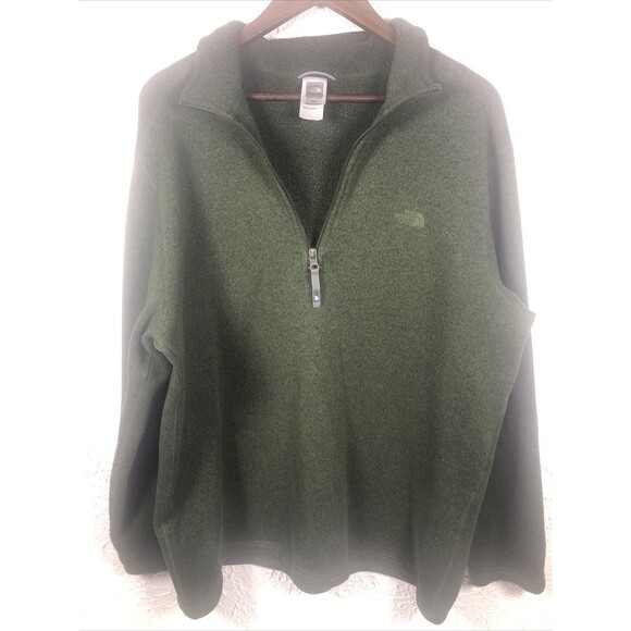 The North Face Jacket Mens XL Green 1/4 Zip Pullover Lightweight Fleece warm - Picture 2 of 8